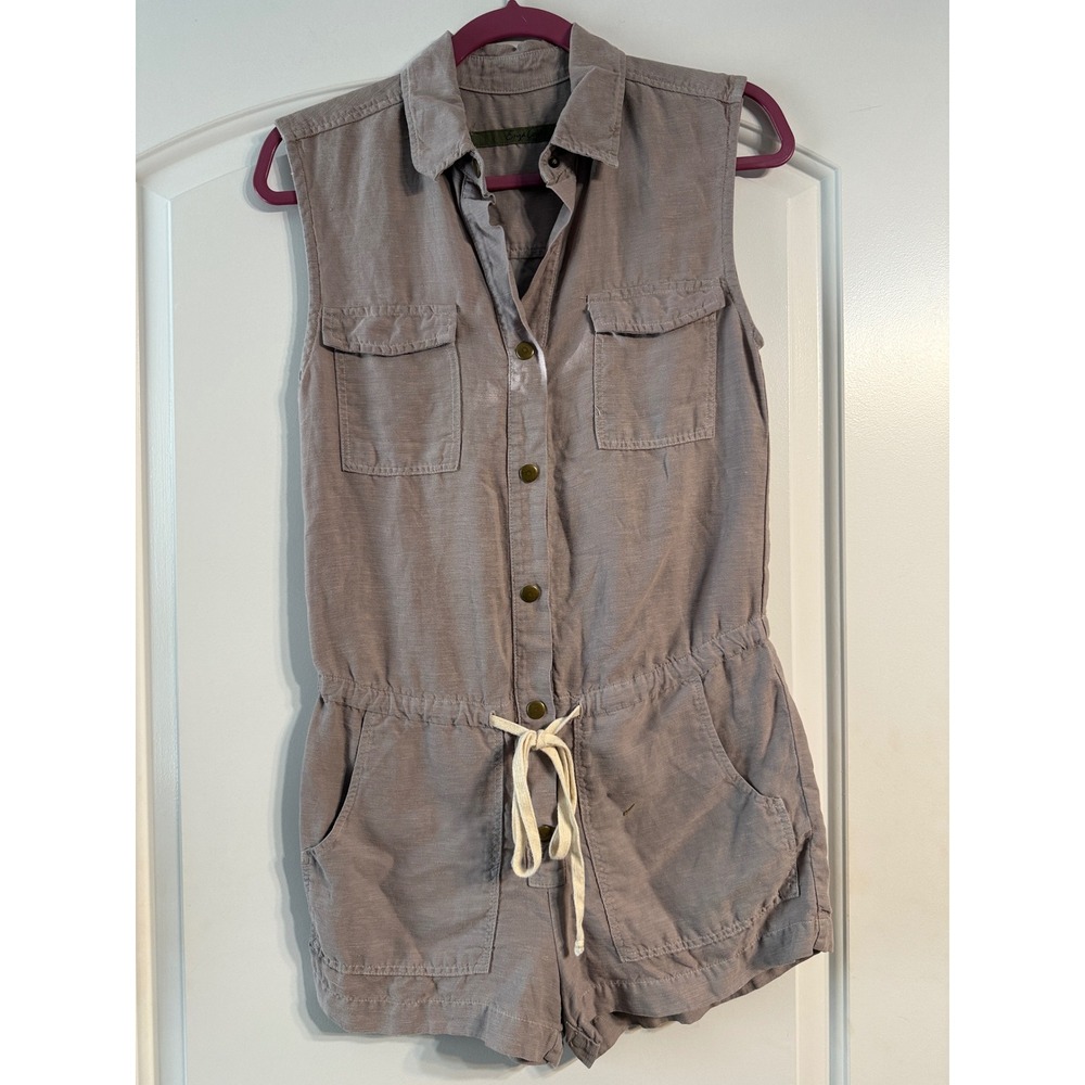 Enza Costa Romper 0 Mauve Grey Linen Tencel Utility Sleeveless Earthy Safari